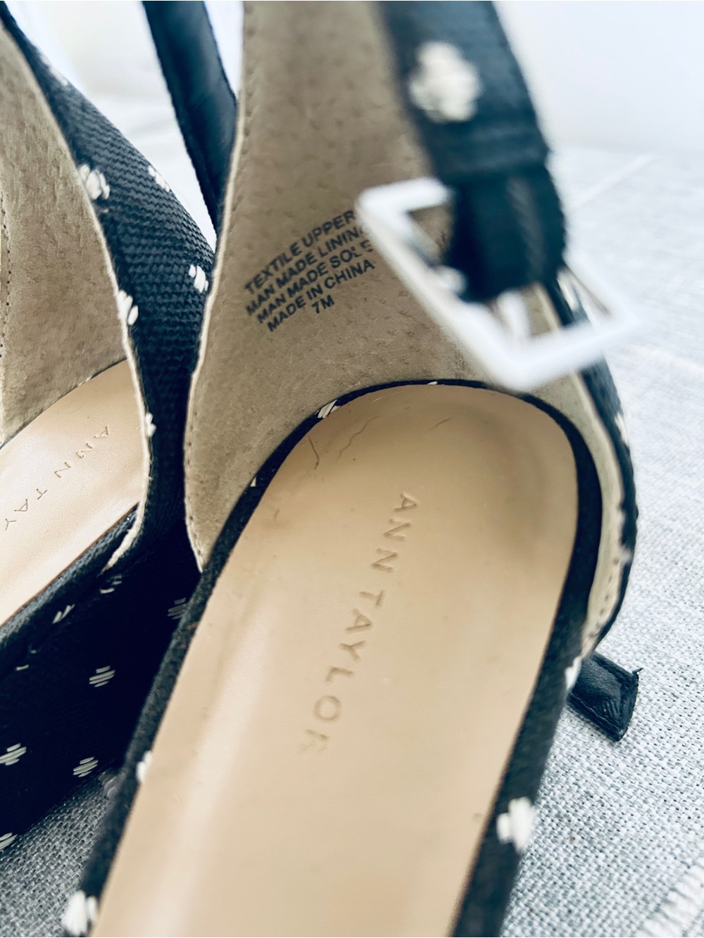 Ann Taylor Black Polka Dot Ankle-Strap Heels Sandals - Picture 3 of 3